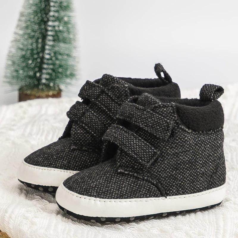 Babelvit Baby Boy Girl Soft Sole Canvas Sneakers Sparkle High Top Lace Up Infant Unisex Ankle Shoes Boots Toddler Newborn Prewalker First Baby Walking Crib Shoes - Image 4